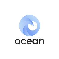 Ocean Sun Wave 3d gradient Logo Design Template
