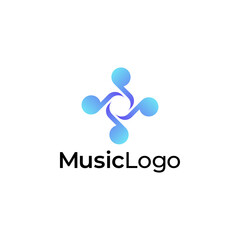 music gradient colorful logo design template. four music note logo
