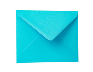 Blue paper envelope postcard isolated on the white background