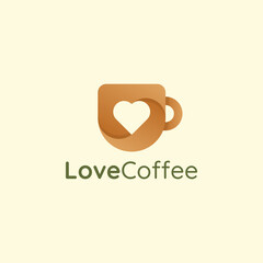 Coffee and Tea Logo Concept Suatable for coffee and tea shop, cafes, food and beverage businesses. mug and heart combination color gradient style logo