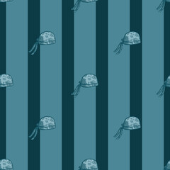 Bandana chef hat seamless pattern engraving. Vintage cooking background in hand drawn style.