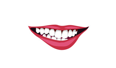 Illustration of smiling lips on a white background