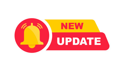 New update with bell. Modern banner with notification bell. Announcement for new update. Vector illustration.