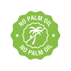 No palm oil green label. Organic food without saturated fats. Product free ingredient. Nutritious dietary, healthy eating habits. Vector