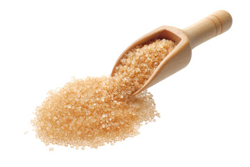 Cane sugar in a wooden scoop