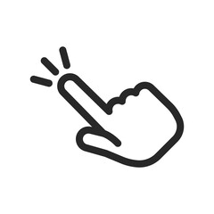 Obraz premium Clicking finger icon, Click vector pictogram. Hand pointer isolated on white background.