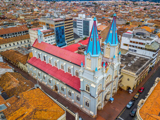 A Spanish colonial church in the center of Cuenca, Ecuador