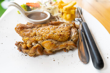 Roast Steak, Baked Potatoes and Vegetables