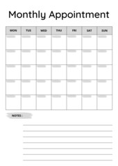Printable Monthly Appointment Sheet