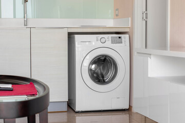 Clothes washing machine in room interior