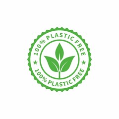 Plastic free green icon badge. Bpa plastic free chemical mark. Vector stock illustration.