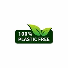 Plastic free green icon badge. Bpa plastic free chemical mark. Vector stock illustration