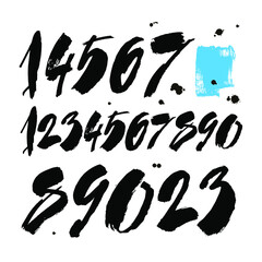 set of calligraphic acrylic or ink numbers. ABC for your design, brush lettering on a white background