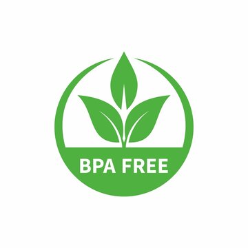 BPA free round symbol, green leaves, vector illustration