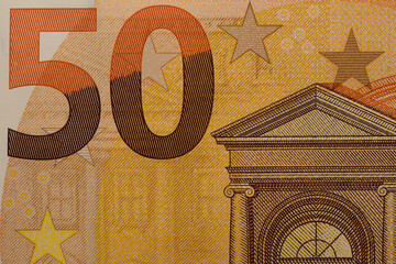 Teil einer 50 EURO Banknote  Nahaufnahme 