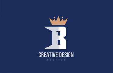 king crown B alphabet letter logo icon design. Creative template for business and company