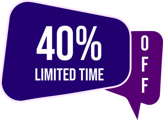 40% Banner with four yellow balloons with special limited time offers vector.
