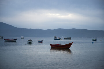 Naklejka na ściany i meble boats on the lake in florianopolis Brazil