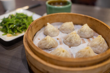 Chinese style steamed soup bun in restaurant