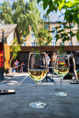 Served table set at summer terrace cafe