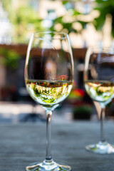 Served table set at summer terrace cafe