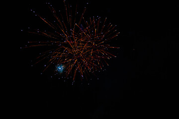 Very beautiful fireworks against the black sky. Graphic resource for design. Underlay or undercoat