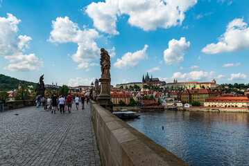 Charles bridge eith Prague Castle on the background in Czech republic