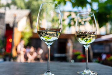 Served table set at summer terrace cafe