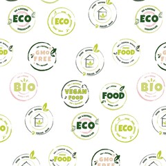 pattern with eco-friendly icons. Designs for paper, fabric and other items. Vector illustration.