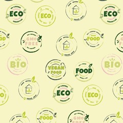 pattern with eco-friendly icons. Designs for paper, fabric and other items. Vector illustration.