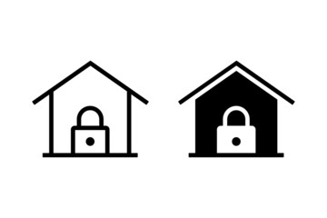 House protection. Home lock icon. Vector illustration