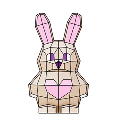 Low poly cute rabbit with heart, geometric style, 3d rendered