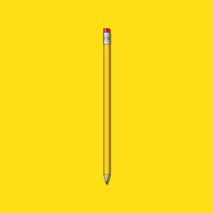 Pencil background, Yellow pencil, Vector short yellow pencil, Realistic pencil isolated cartoon