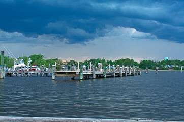 A storm with dramatic skies approaches the Keyport Marina and Harbor on a mid-spring afternoon -12