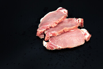 Raw veal meat fillet for grilling on dark background, Tenderloin fillet mignon.