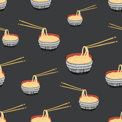 Ramen Noodles vector seamless pattern - 508687972