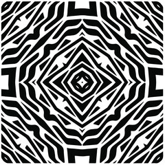 Abstract background with black and white mandala. Unique geometric vector swatch. Perfect for site backdrop, wrapping paper, wallpaper, textile and surface design. 