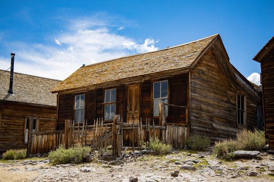 old abandoned wood house in a western town