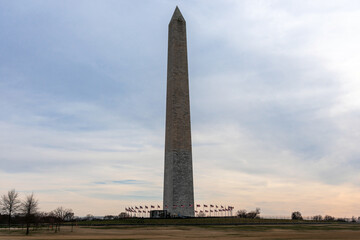 Obraz premium washington monument with many USA flagstaff, United States, USA downtown, Architecture and Landmark concept