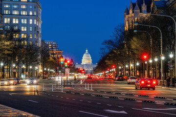Fototapeta na wymiar Scene of United States Capitol Building at twilight time, Washington, DC, United States of America or USA, history and culture for travel concept
