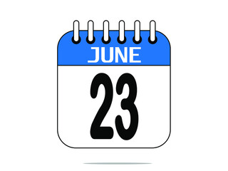 June 23. Calendar icon. Day 23 Vector illustration.