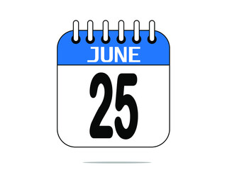 June 25. Calendar icon. Day 25 Vector illustration.