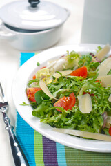 Salad of lettuce tomatoes and cheese
