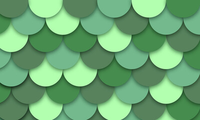 Vector background seamless pattern, simple fish scale shapes with shadow, green tones © radiomarlena