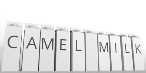 Boxes with CAMEL MILK text. 3D rendering