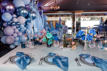 Table set for wedding or another catered event dinner