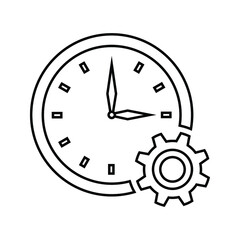 Clock, time optimization icon. Outline vector.