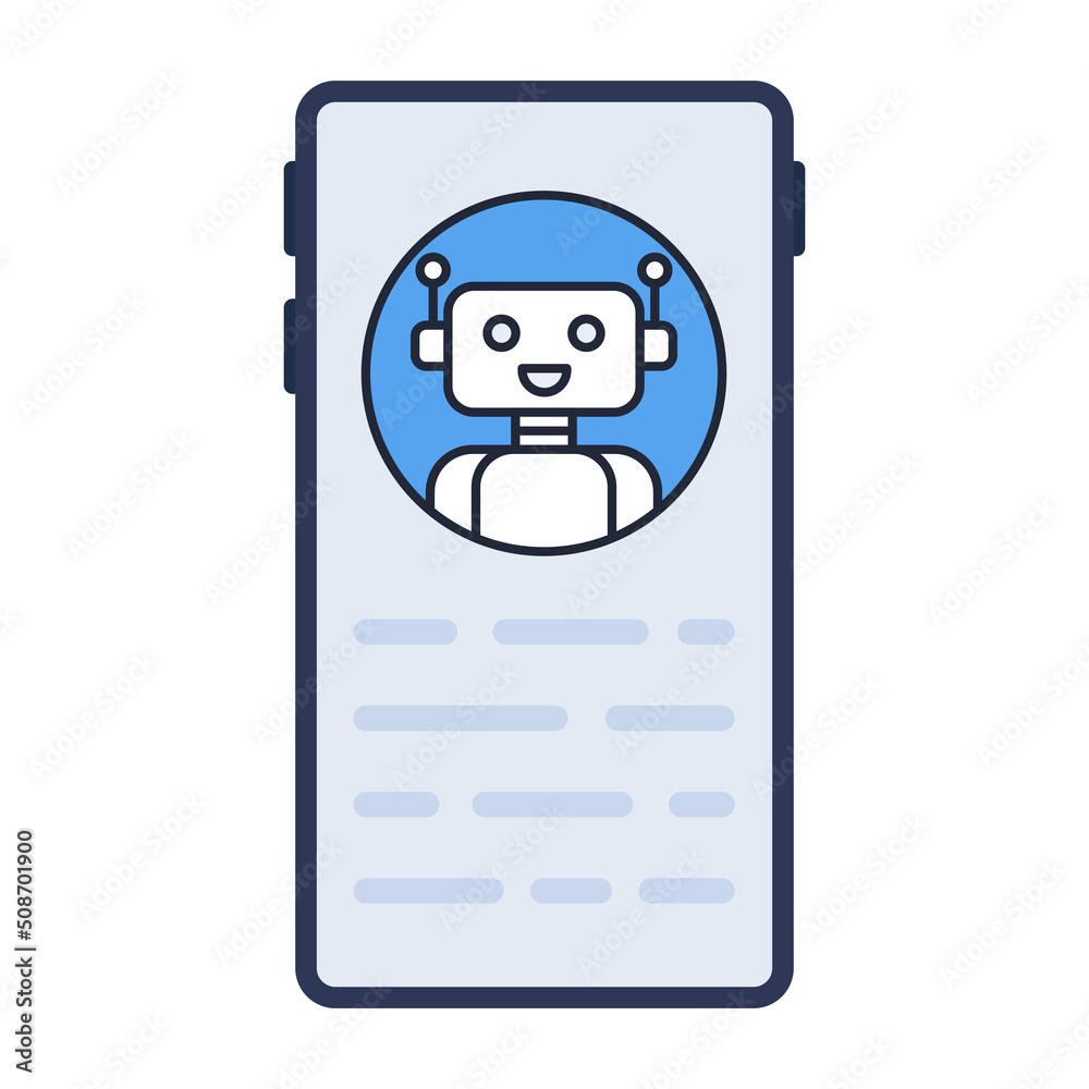 Wall mural chatbot in a smartphone screen. artificial intelligence. chatbot concept. vector illustration..