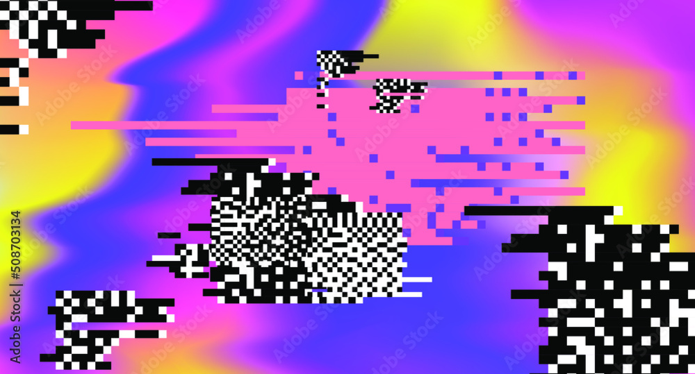 Aufkleber Trendy Data Moshing Pixelated Background. Abstract vector background with pixel bitmap glitches and flickers. 