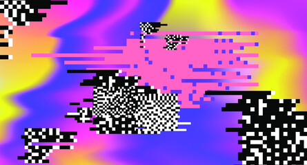 Trendy Data Moshing Pixelated Background. Abstract vector background with pixel bitmap glitches and flickers. 
